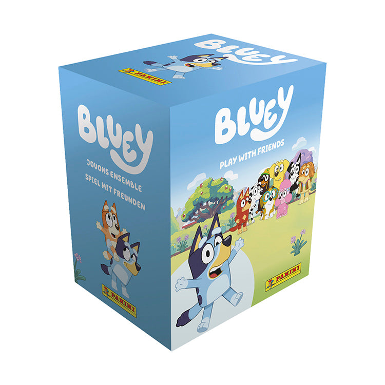 Bluey 'Play With Friends' Sticker Collection box featuring favorite characters from the show by Panini.