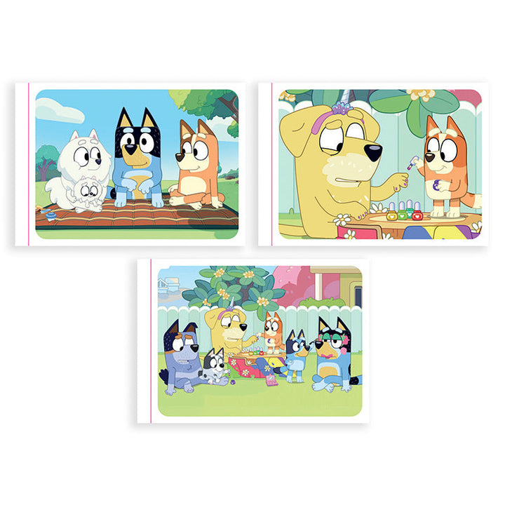 Bluey 'Play With Friends' Sticker Collection featuring favorite characters in interactive scenes.