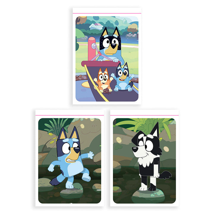 Bluey 'Play With Friends' Sticker Collection featuring Bluey and friends in vibrant scenes for collectors.