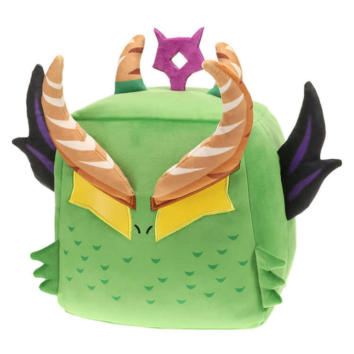 Huge Blox Fruits plush featuring a green dragon design with horns and detailed embroidery, ideal for fans of the game.