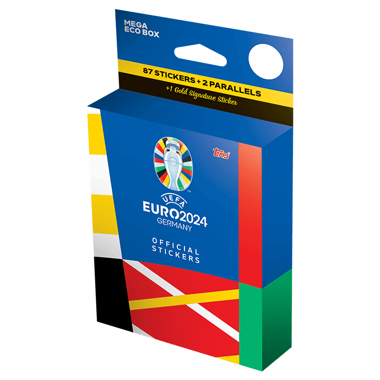 Topps Euro 2024 Official Sticker Collection Product: Mega Eco Box (87 Stickers) Sticker Collection Earthlets