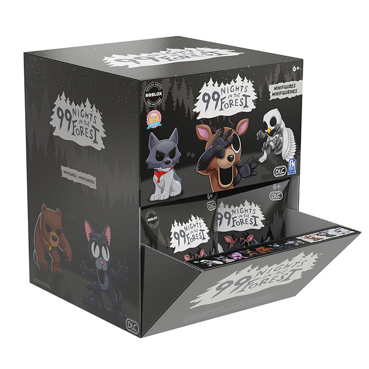 99 Nights In The Forest Series 2 Collectable Minifigures display box with characters and designs.