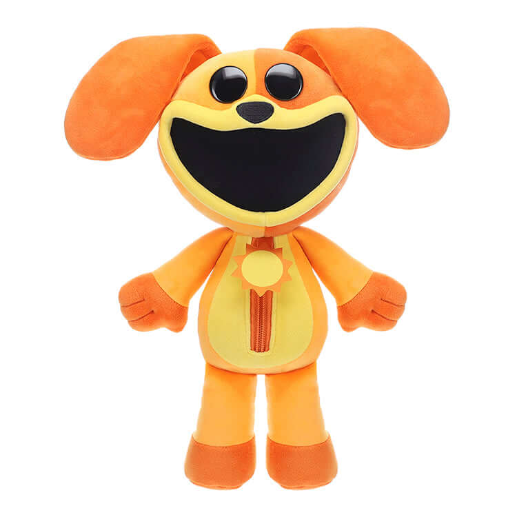 Smiling orange DogDay plush toy from Poppy Playtime Series 3, perfect for cuddles and playtime adventures.