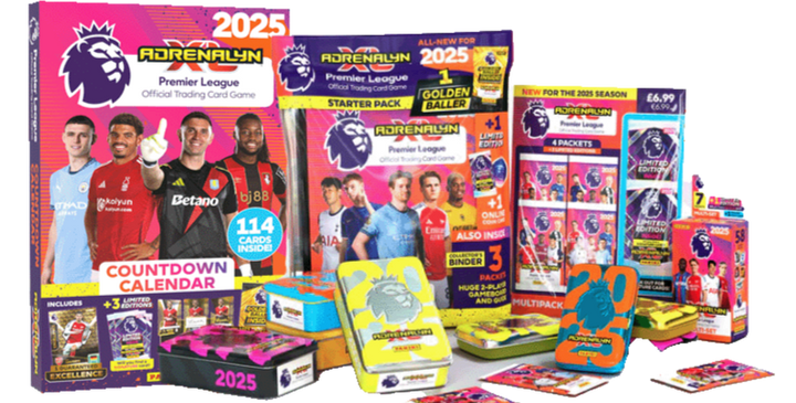 Premier League 2024/25 Adrenalyn XL Trading Card Game by Panini with official cards, starter packs, and collector items.