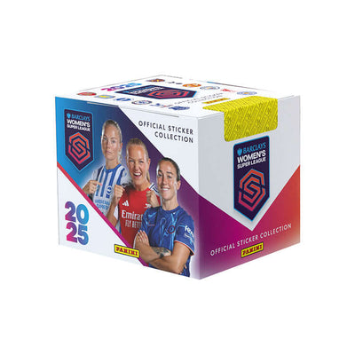 Barclays Women's Super League 2025 Sticker Collection Box featuring female football players and Panini branding.