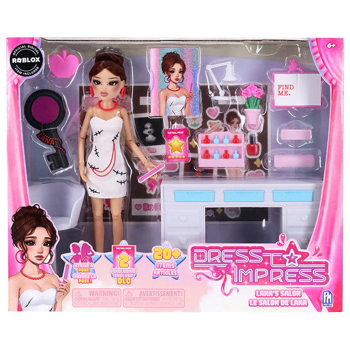 Dress To Impress Series 1 Lana Deluxe Fashion Doll in her stylish salon set with beauty accessories.