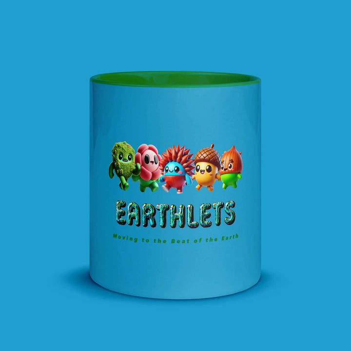 Earthlets mug with colorful interior featuring playful characters and vibrant design, perfect for custom creations.