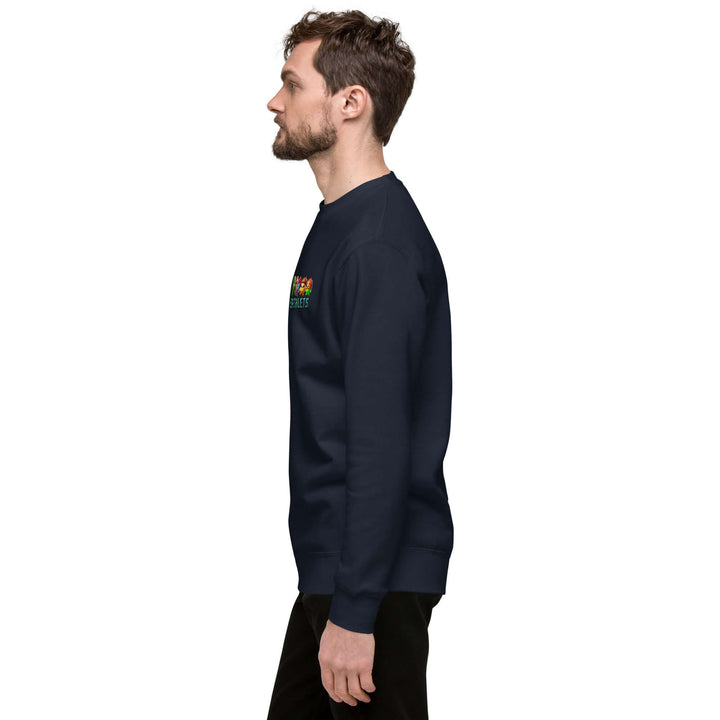 Earthlets Unisex Premium Sweatshirt shown in side view, featuring a classic silhouette and ribbed crew neck.