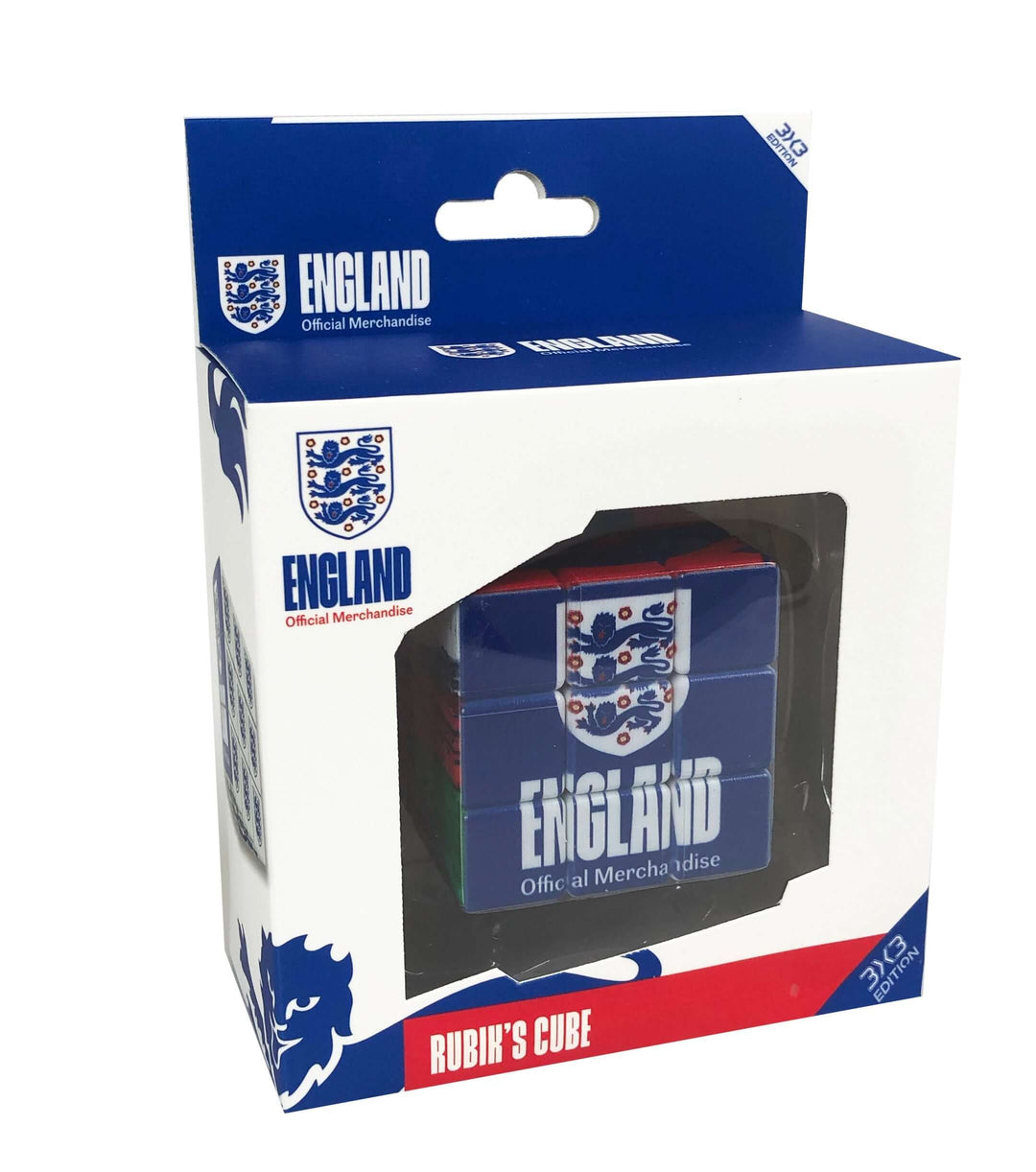 England Rubik's Cube in branded packaging, featuring the England Football Team logo and colors.
