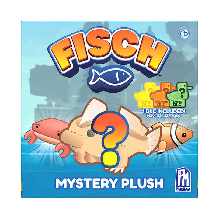 Fisch Mystery Plush collectible box featuring colorful sea creatures and DLC code included.