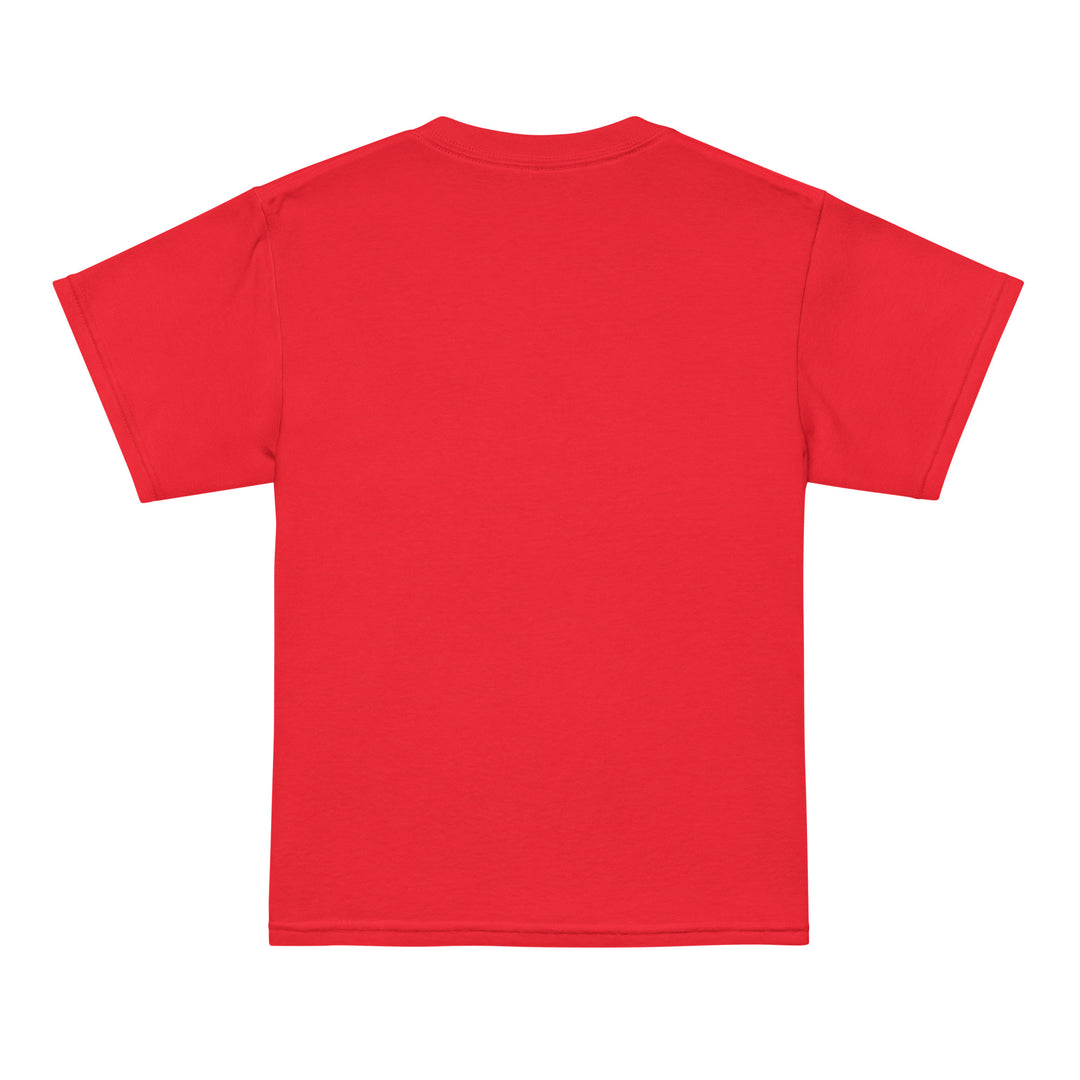 Back view of Oddy Pro Youth t-shirt in vibrant red color, featuring a classic fit and comfortable fabric.