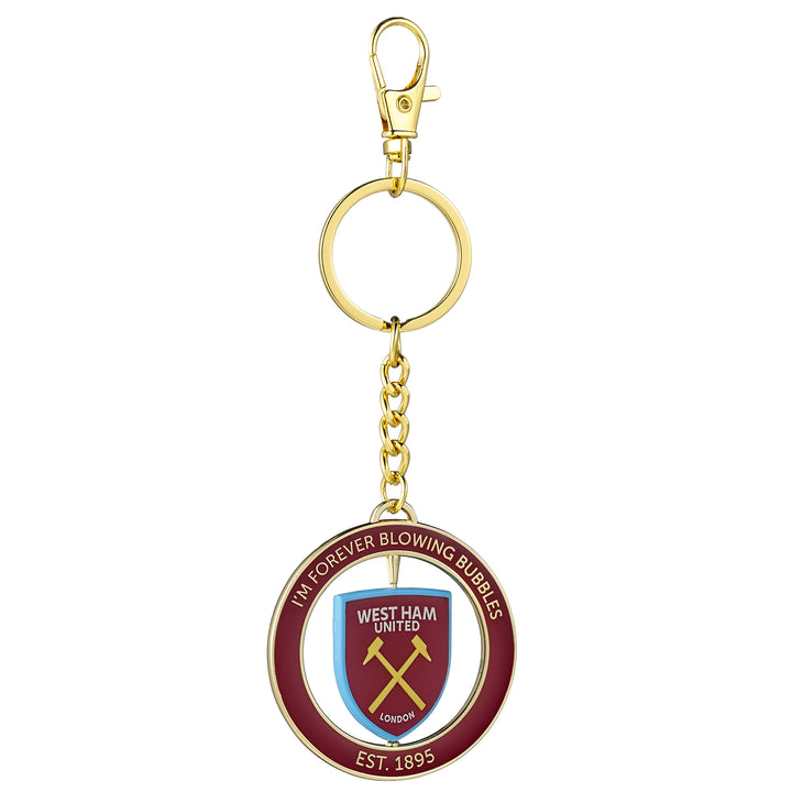 West Ham spinning keyring featuring the shield and &