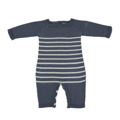 Petit Oh! Knitted Romper Colour: Grey Stripes Gender: unisex Age: 3-6 Months clothing Earthlets