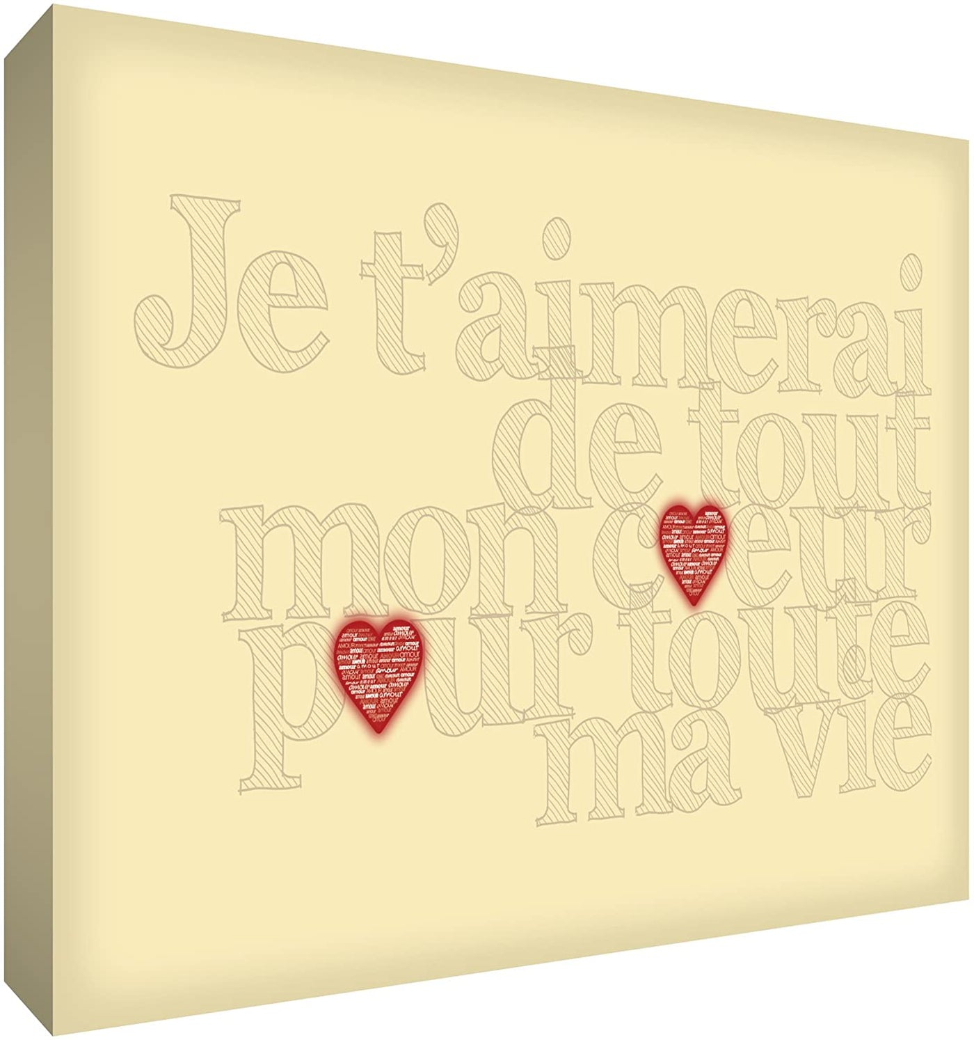 Canvas Art with French Text - J'aimerai de tout mon coeur pour toute la vie | Earthlets.com