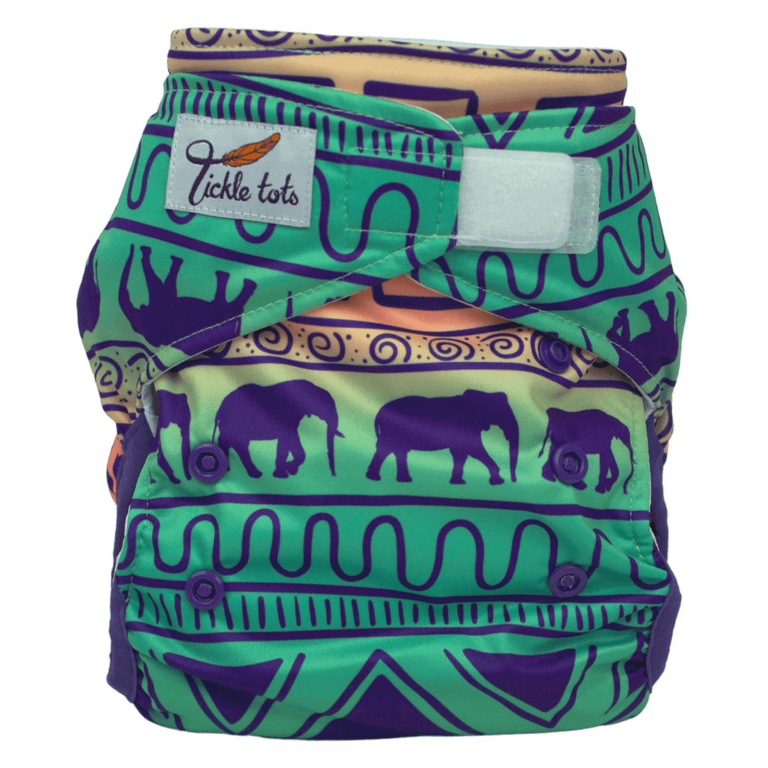 Tickle Tots All-In-One Nappy Colour: Tembo reusable nappies all in one nappies Earthlets