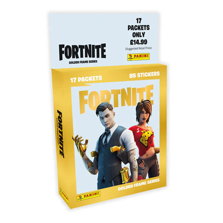 Panini Fortnite Gold Frame Sticker Collection Product: Mega Multiset (17 Packets) Sticker Collection Earthlets