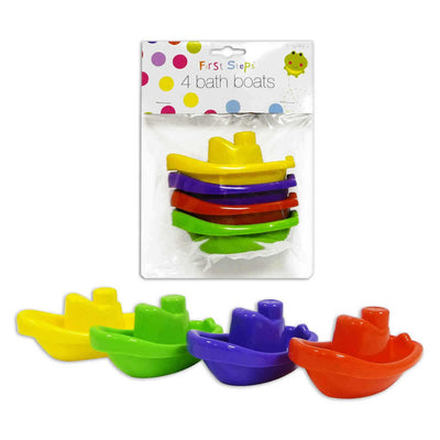 First Steps Multi-coloured Bath Boats - Pack of 4 baby care bathing & skincare Earthlets