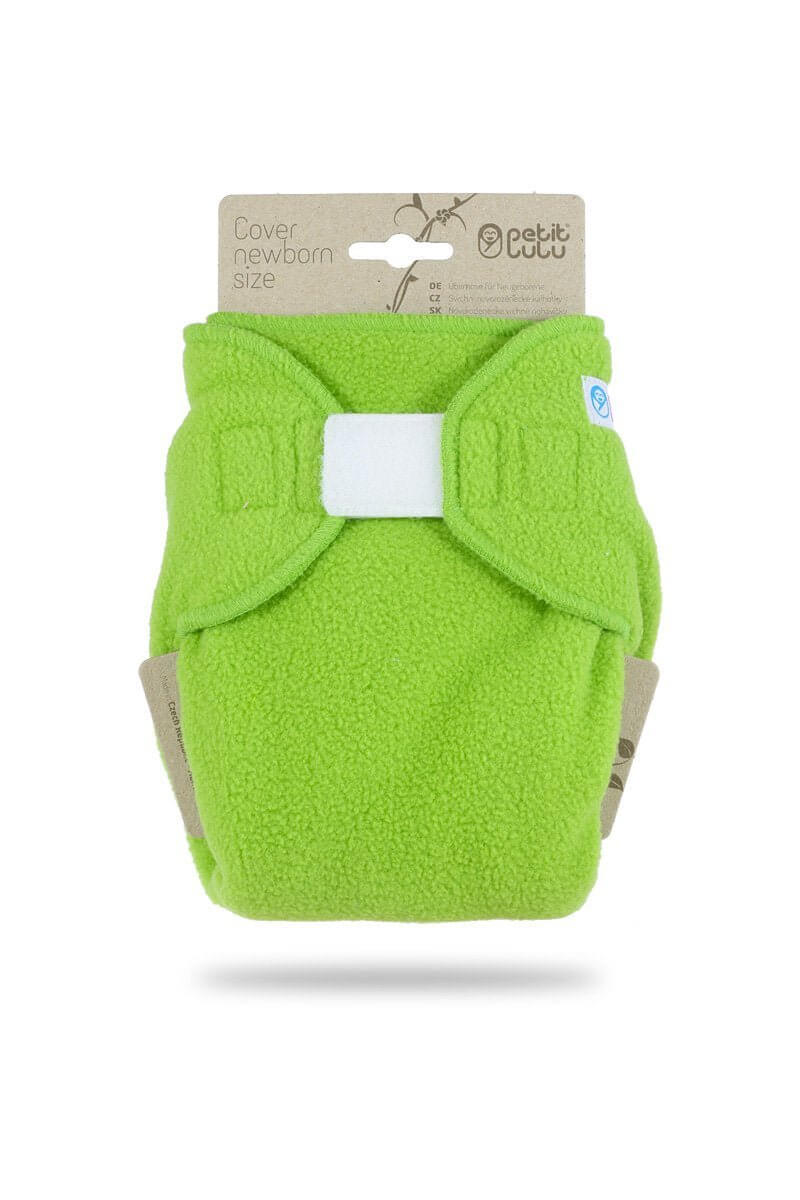 Petit Lulu Velcro Fleece Cover - Newborn Colour: Green reusable nappies Earthlets